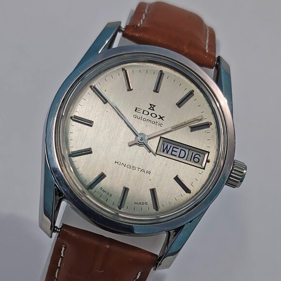Genuine Vintage EDOX KINGSTAR Day &Date Automatic Swiss Made Restored Wristwatch - Picture 1 of 6